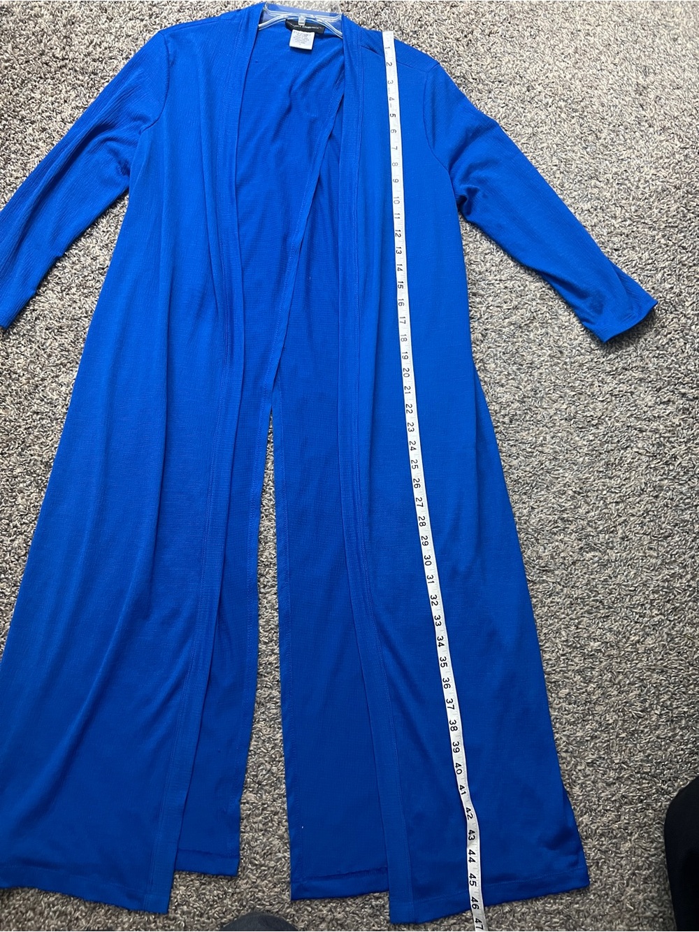 Travel‎ Elements  chic Long Open-Front Ribbed Duster Cardigan in Blue - Picture 6 of 6